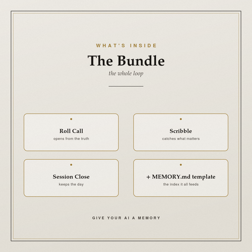 Give Your AI a Memory — Bundle (Roll Call + Scribble + Session Close)