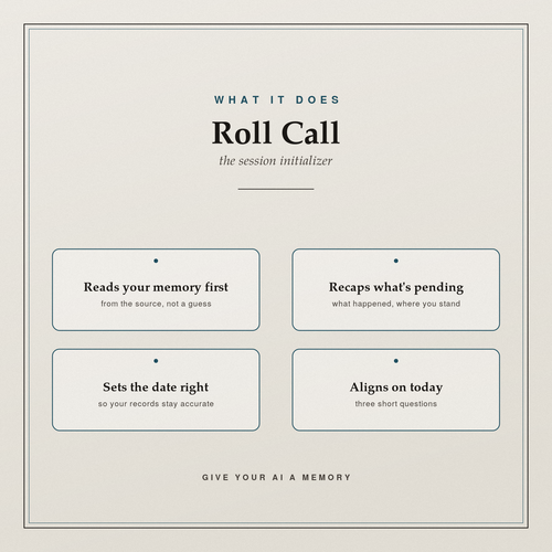 Roll Call — Session Initializer (Claude Agent Skill)